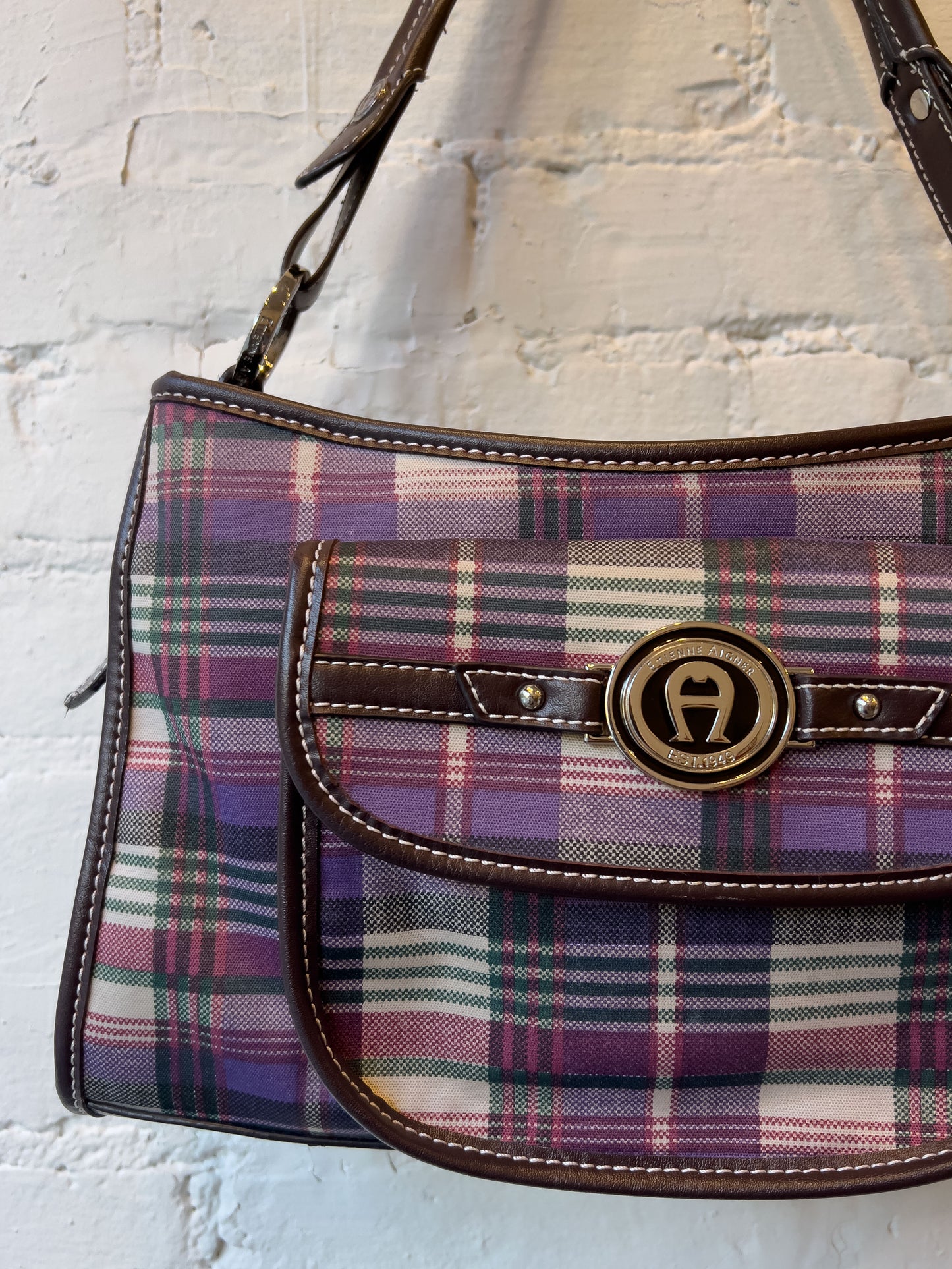 etienne aigner plaid purse
